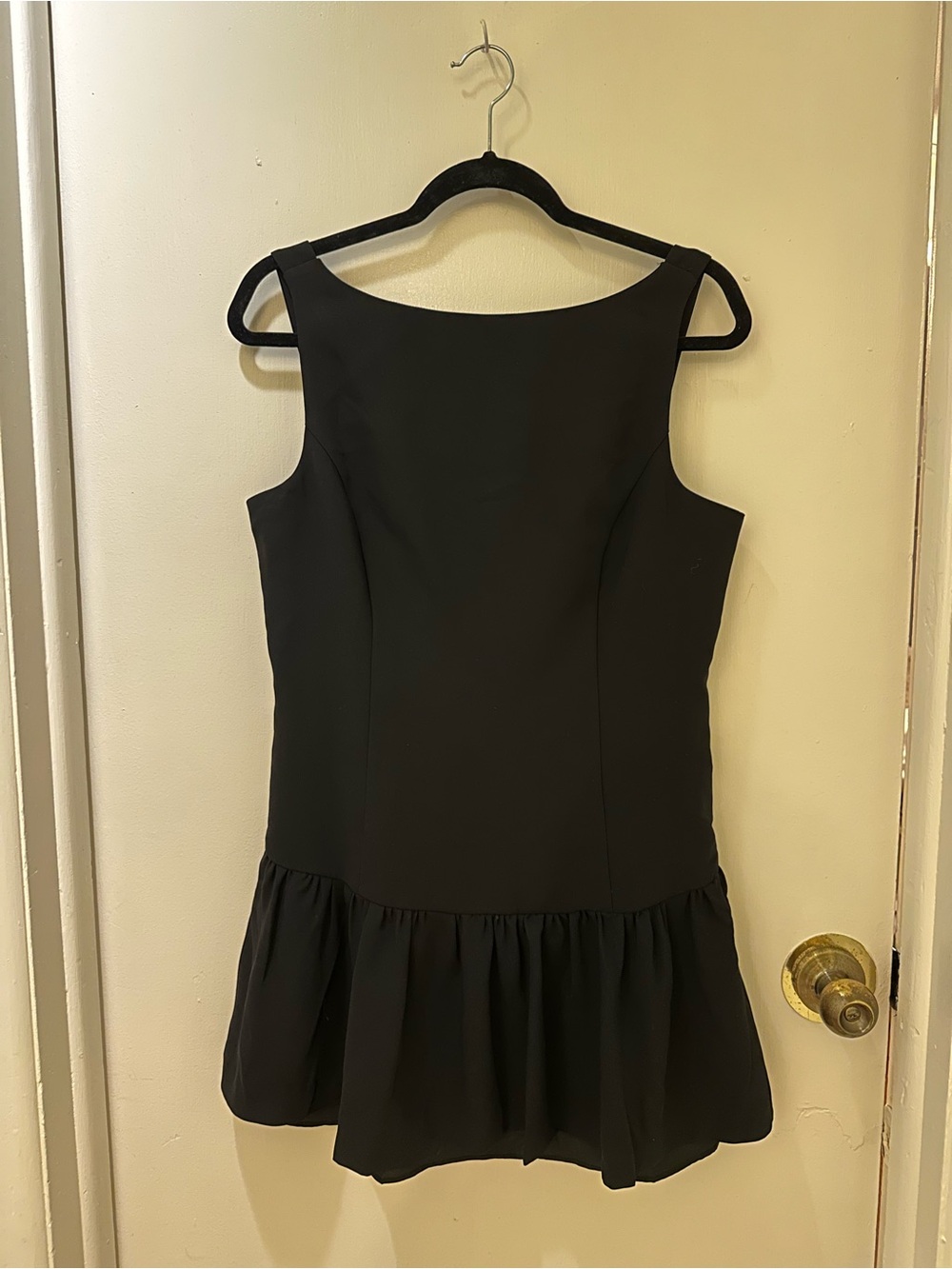 Amanda Uprichard Black Sleeveless Drop-Waist Mini Dress with built in shorts